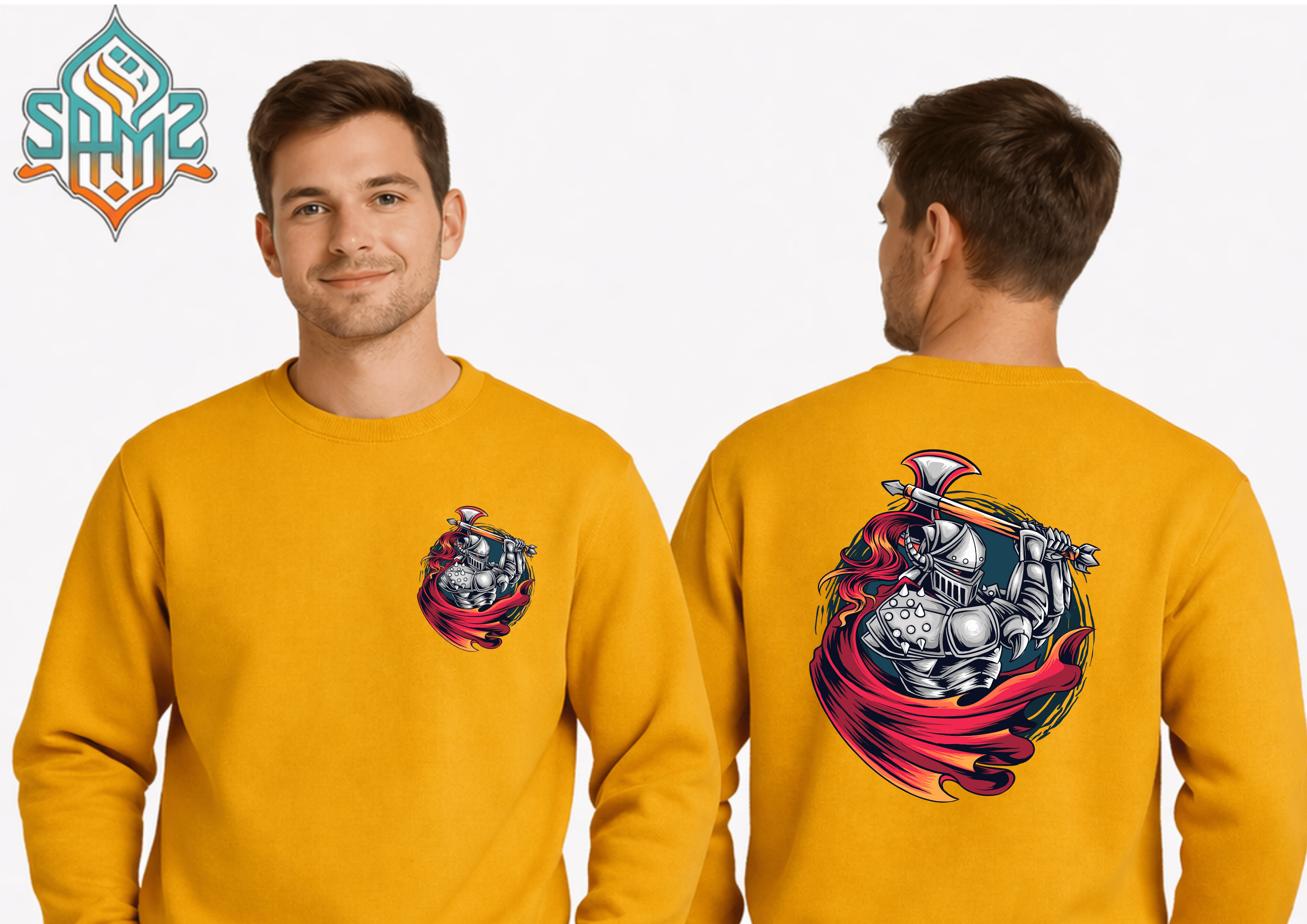 Knight Fire Axe – Premium DTF Transfer Print for T-Shirts | Custom Heat Transfer Unisex | High Quality Shirt Printing | SAMZ 24