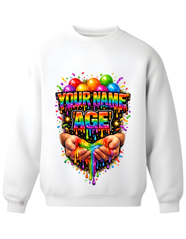 Custom Birthday Name & Age Sweatshirt – Personalized Rainbow Drip Crewneck Party Pullover | Luxury Celebration Apparel by SAMZ24