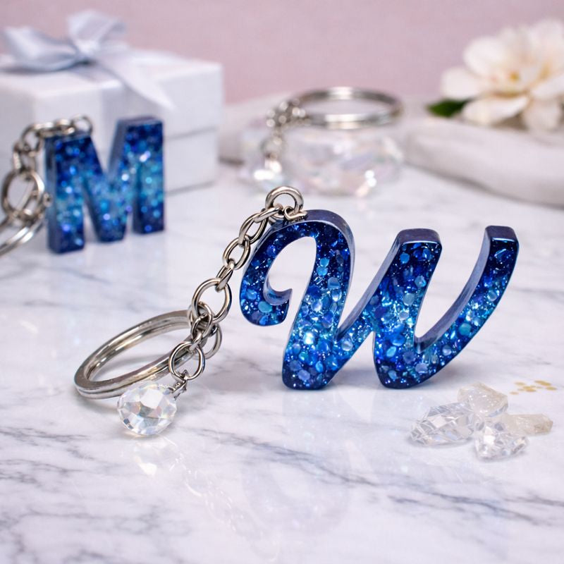 Personalized Resin Initial Keychain