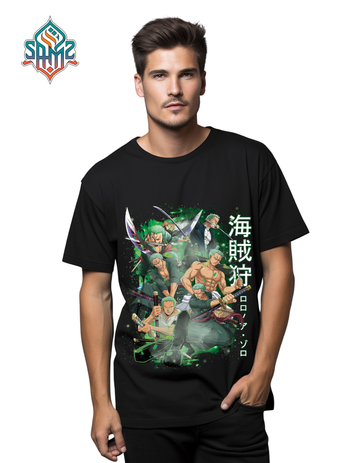 Roronoa Zoro Anime T-Shirt – Japanese Samurai Pirate Graphic Tee | Green Sword Warrior Design | SAMZ24 Streetwear