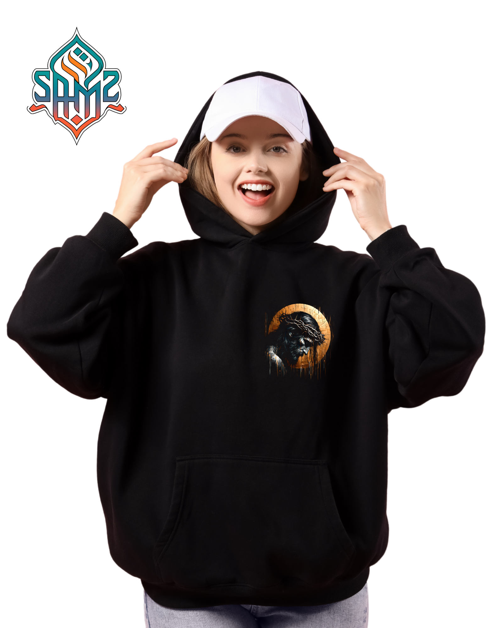 Jesus Crown of Thorns Hoodie – Christian Streetwear Hoodie, Religious Graphic Hoodie, Faith Based Custom Print Hoodie | SAMZ24