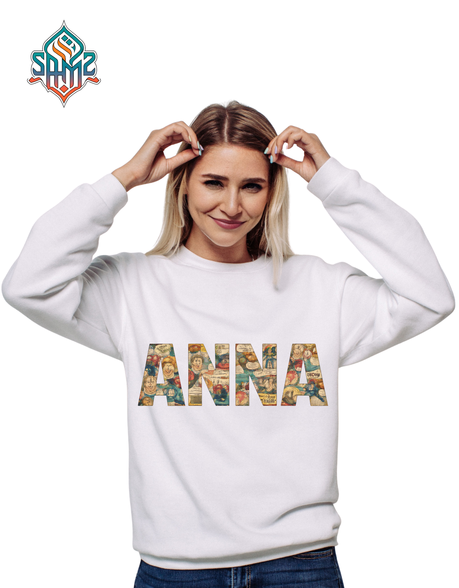 Personalized Vintage Typography Sweatshirt | Custom Name Collage Crewneck | Retro Aesthetic Graphic Sweatshirt | SAMZ24 Custom Design