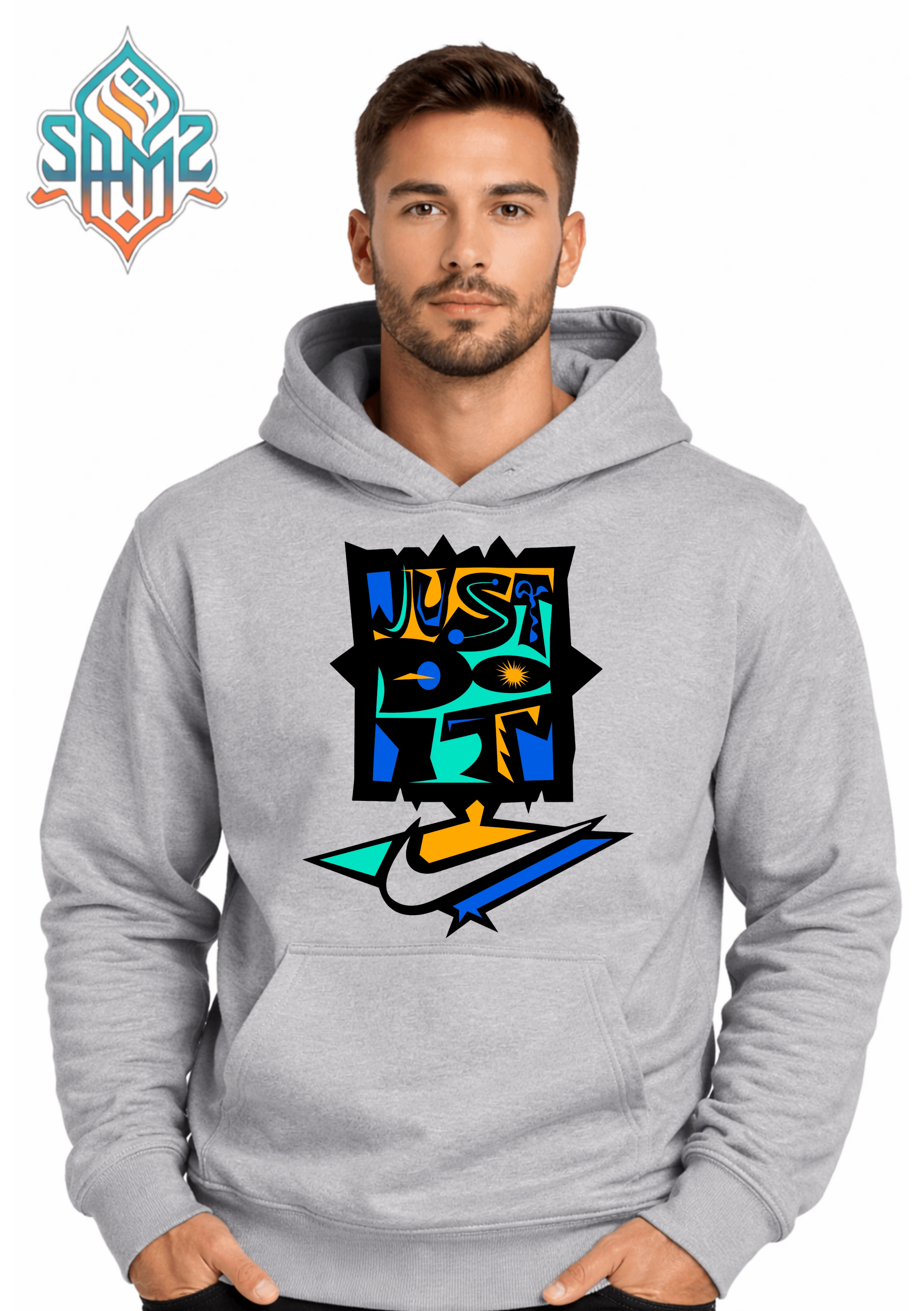 Abstract Just Do It Graphic Hoodie – Artistic Streetwear Pullover Hoodie | Unisex Modern Winter Hoodie | SAMZ 24