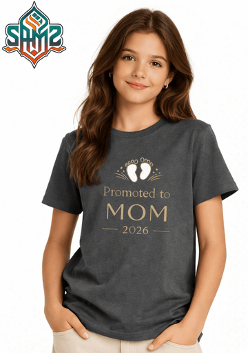 Promoted to Mom 2026 – Cute Pregnancy Announcement T-Shirt | SAMZ 24