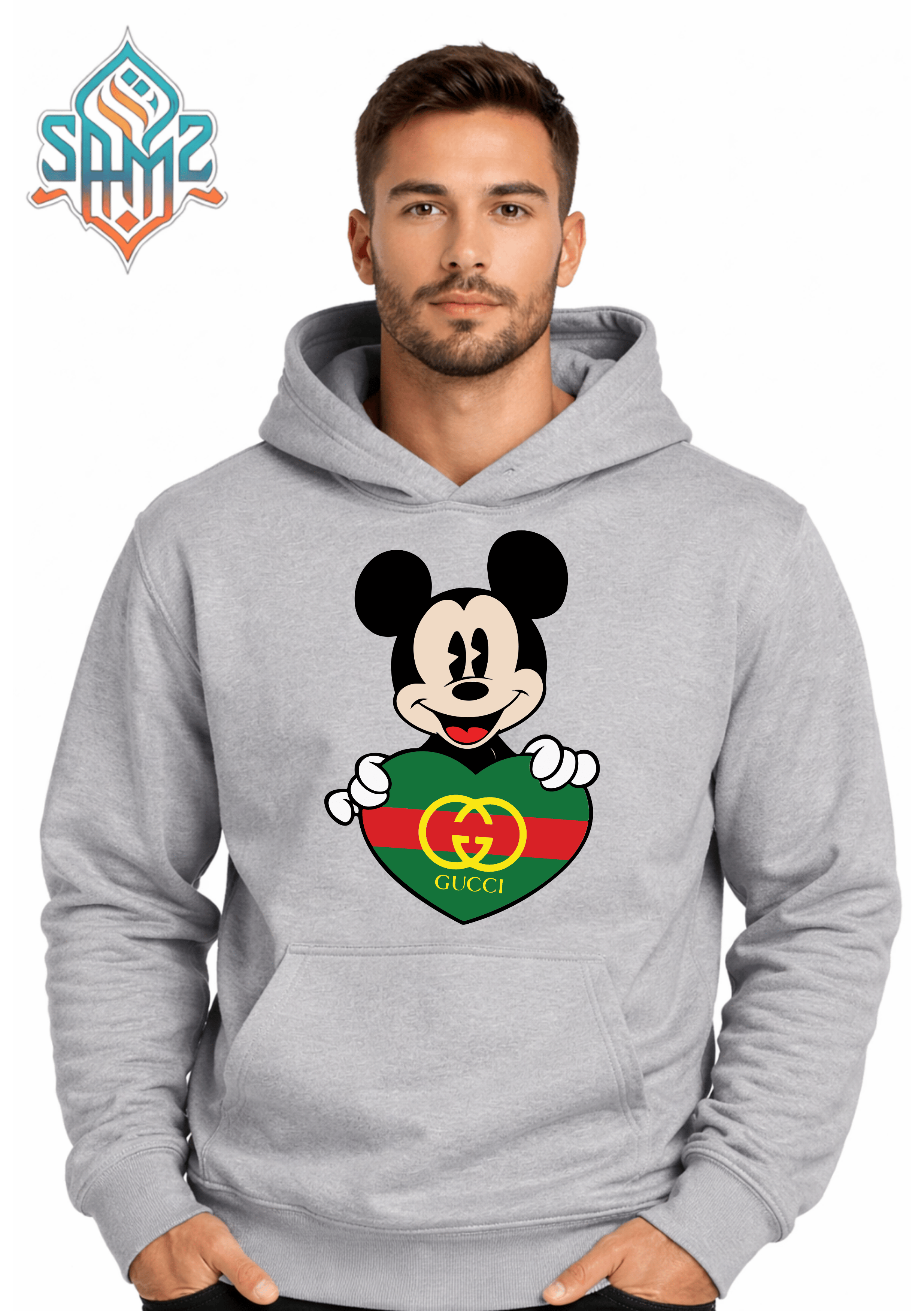 Mickey Heart Gucci Hoodie – Luxury Inspired Cartoon Fashion Pullover Hoodie | Unisex Winter Streetwear | SAMZ 24