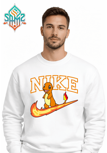 Fire Dragon Nike Sweatshirt – Fun Anime Style Graphic Streetwear Crewneck | Unisex Winter Pullover | SAMZ 24