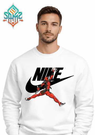 Deadpool Streetwear Graphic Nike Sweatshirt – Superhero Inspired Urban Fashion Crewneck | Unisex Winter Pullover | SAMZ 24