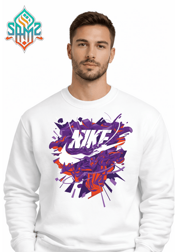 Abstract Splash Nike Art Sweatshirt – Modern Graphic Streetwear Crewneck | Unisex Winter Pullover | SAMZ 24