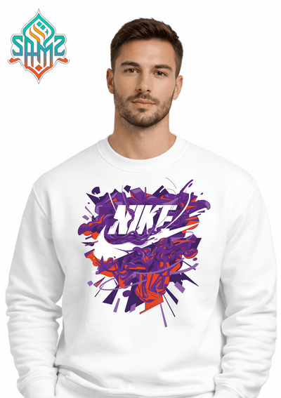 Abstract Splash Nike Art Sweatshirt – Modern Graphic Streetwear Crewneck | Unisex Winter Pullover | SAMZ 24