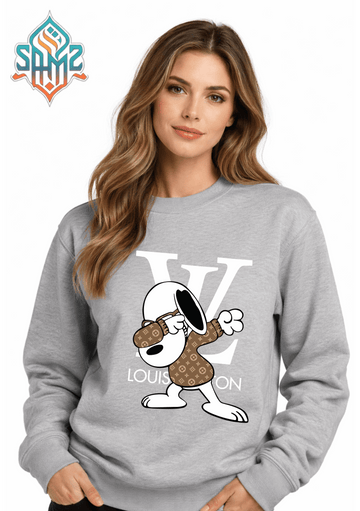 Snoopy LV Style Graphic Sweatshirt – Luxury Inspired Streetwear Cartoon Crewneck | Unisex Winter Pullover | SAMZ 24