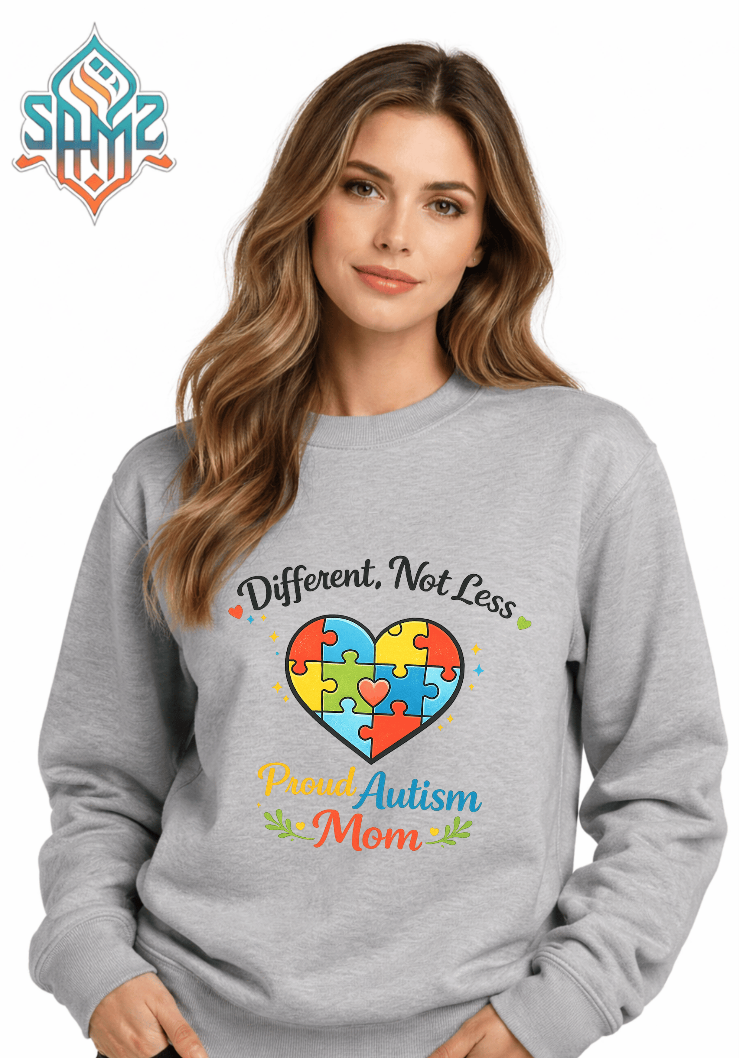 Different Not Less - Proud Autism Mom Sweatshirt – Awareness Support Graphic Crewneck | Unisex Cozy Pullover | SAMZ 24