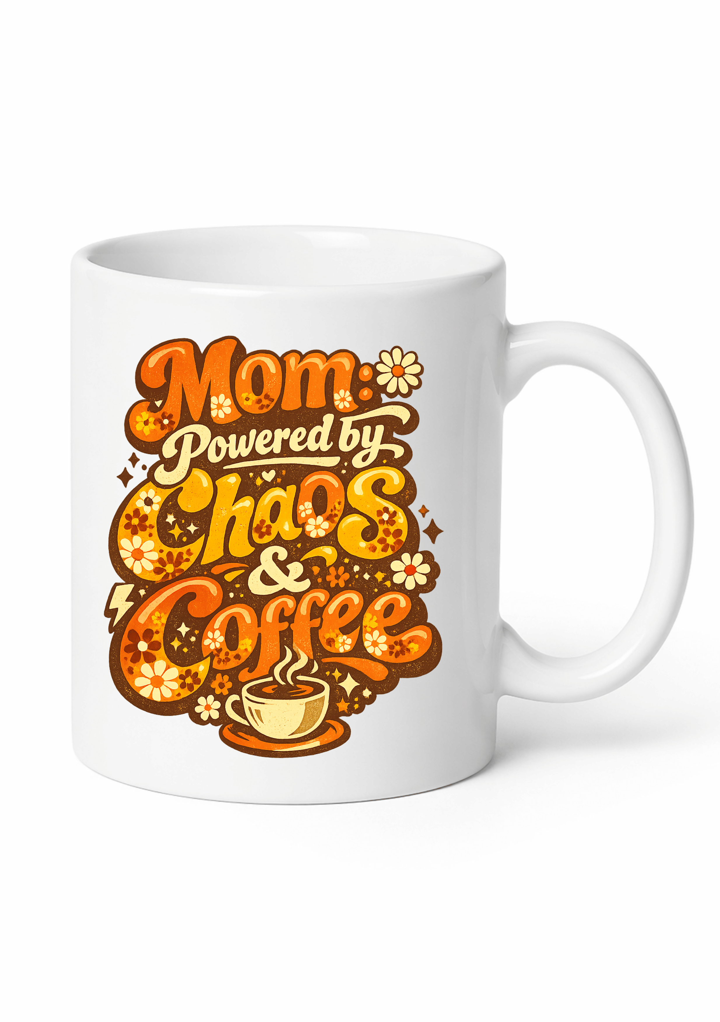 Mom Powered by Chaos and Coffee Funny Mug