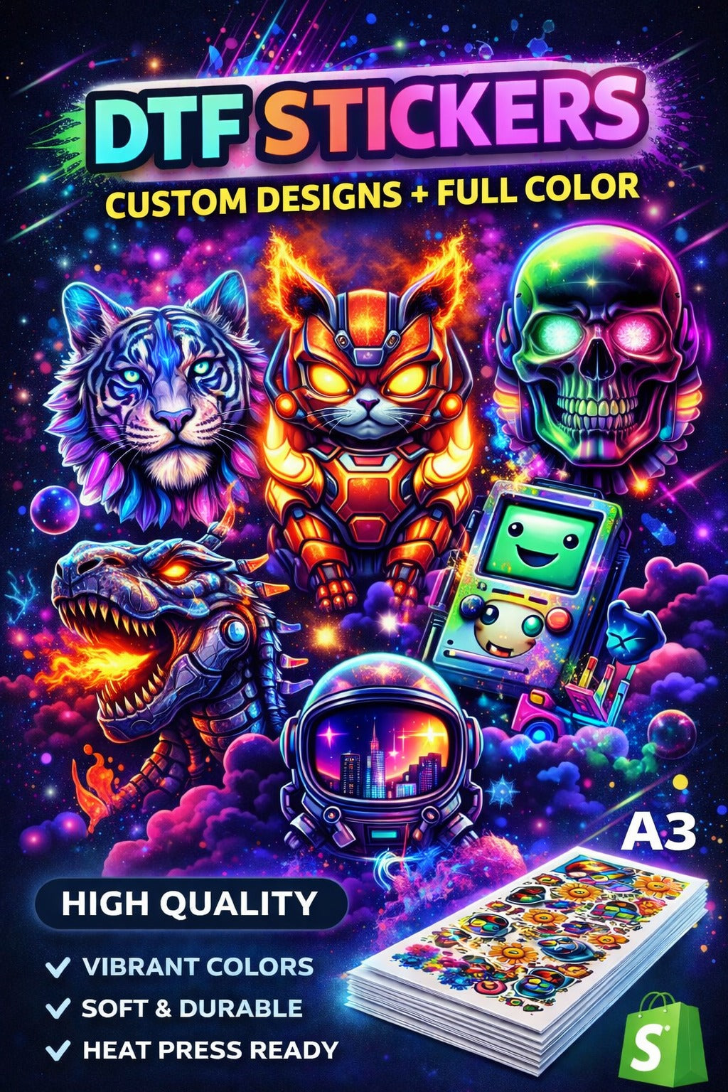 DTF Transfer – A3 Size