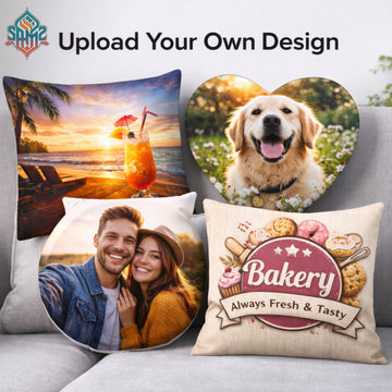 Custom Pillow Cover – Personalized Cushion Cover with Photo, Logo or Text | 100% Polyester Sublimation Pillow Case | Custom Cushion | SAMZ24