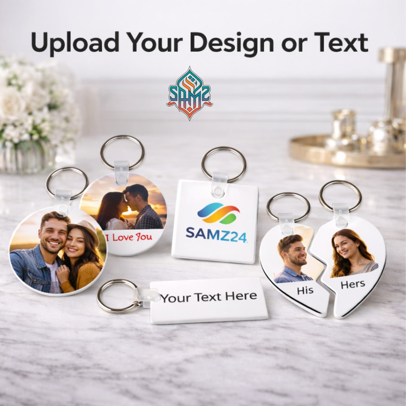 Custom Keychain – Personalized Sublimation Keyring with Photo, Logo or Text | Custom Key Ring Gift | Personalized Keychain | SAMZ24