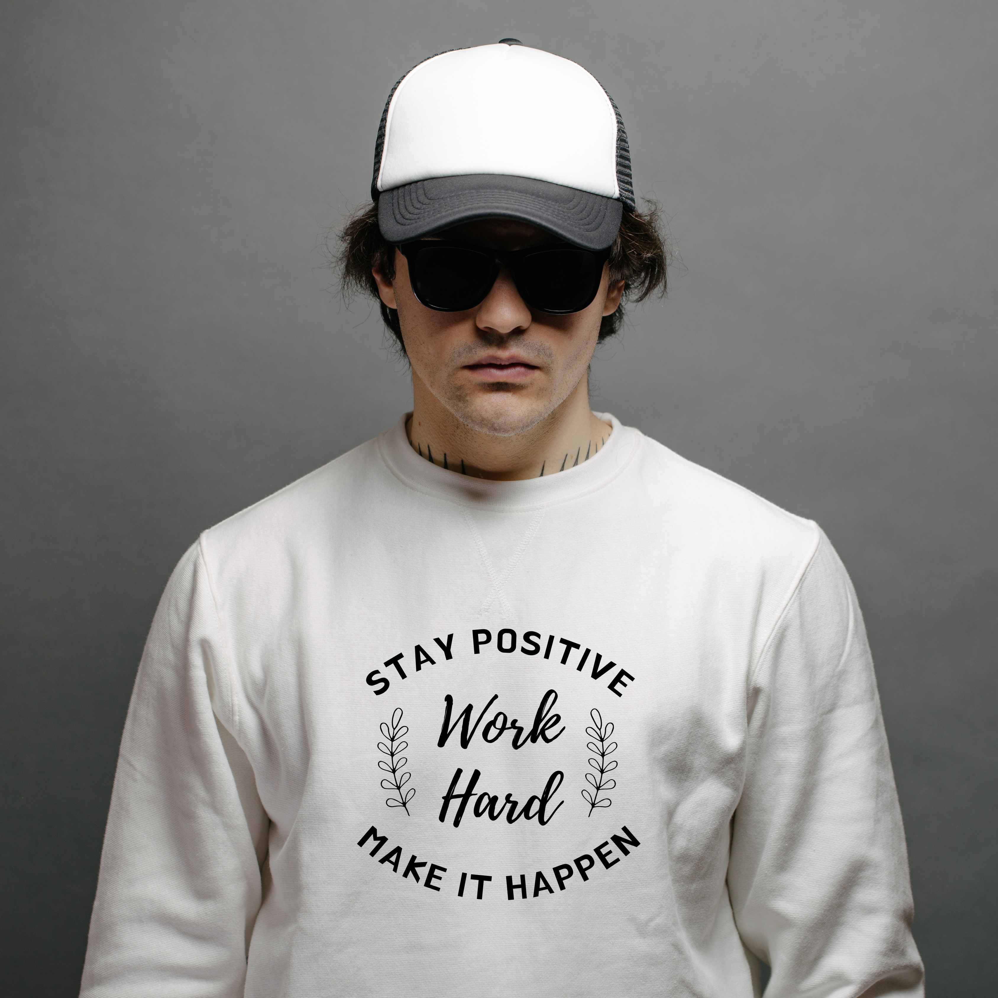 Regular Fit Sweatshirt / Stay Positive Work Hard