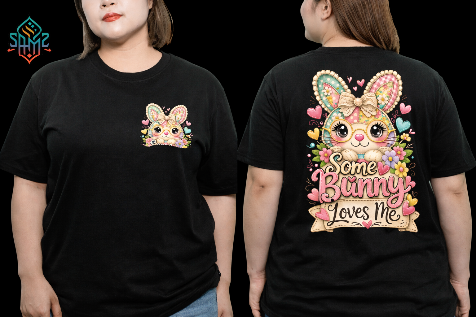 Vintage Easter Bunny Shirt “Some Bunny Loves Me” – Retro Patchwork Rabbit Graphic Tee, Cute Spring Holiday Gift Shirt for Women