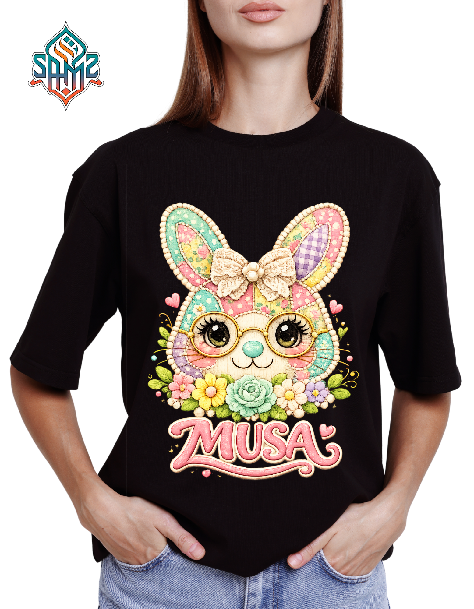 Personalized Easter / Ostern Bunny T-Shirt – Custom Name Easter Shirt, Cute Bunny Floral Tee, Kids Easter Shirt, Family Matching Easter Shirts, Custom Easter Gift | SAMZ24