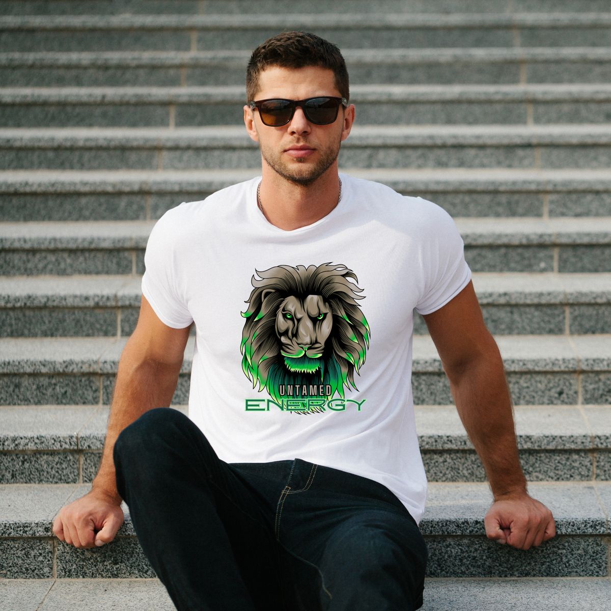 Untamed Energy Lion Graphic T-Shirt Tshirt