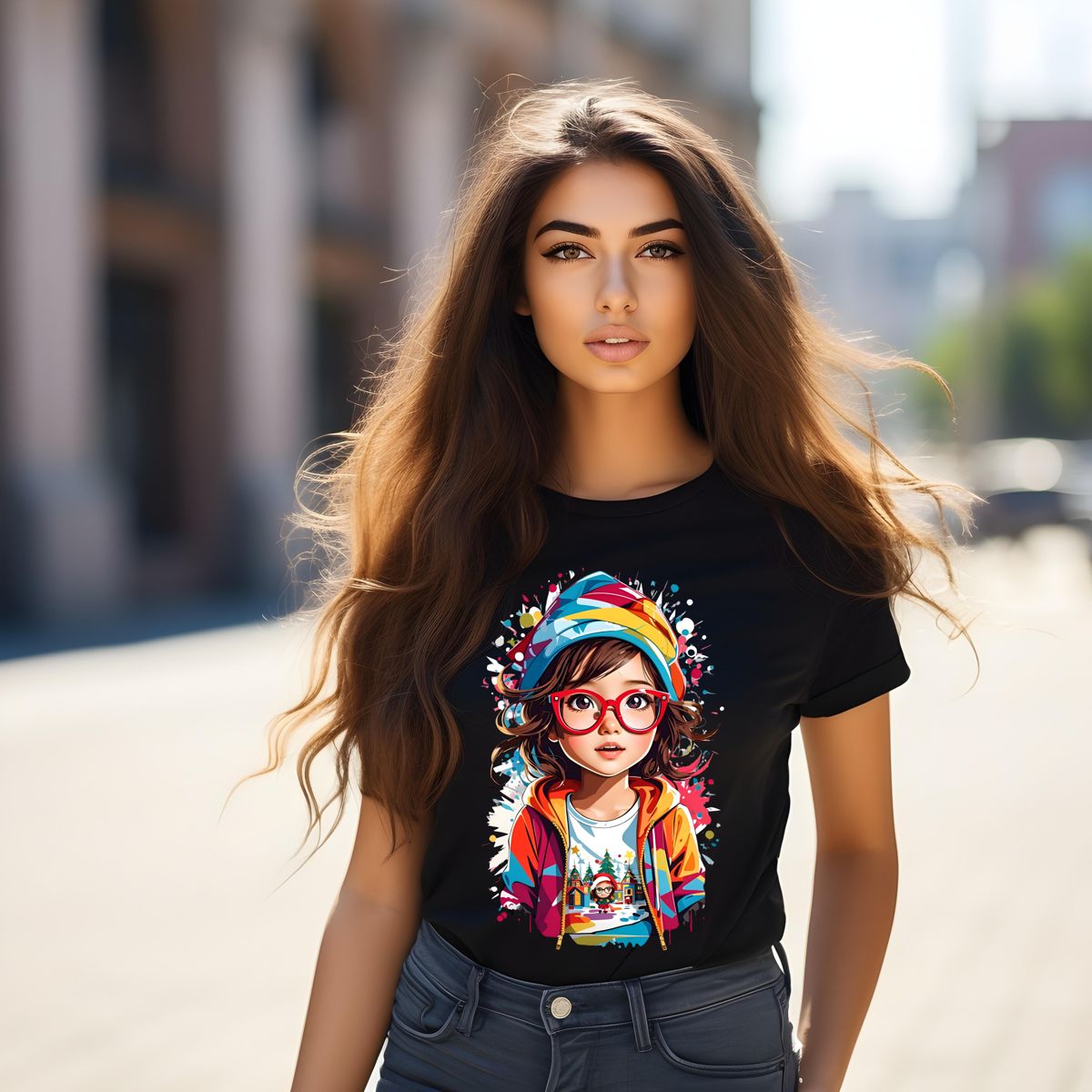 Cute Cartoon Girl Graphic T-Shirt Tshirt