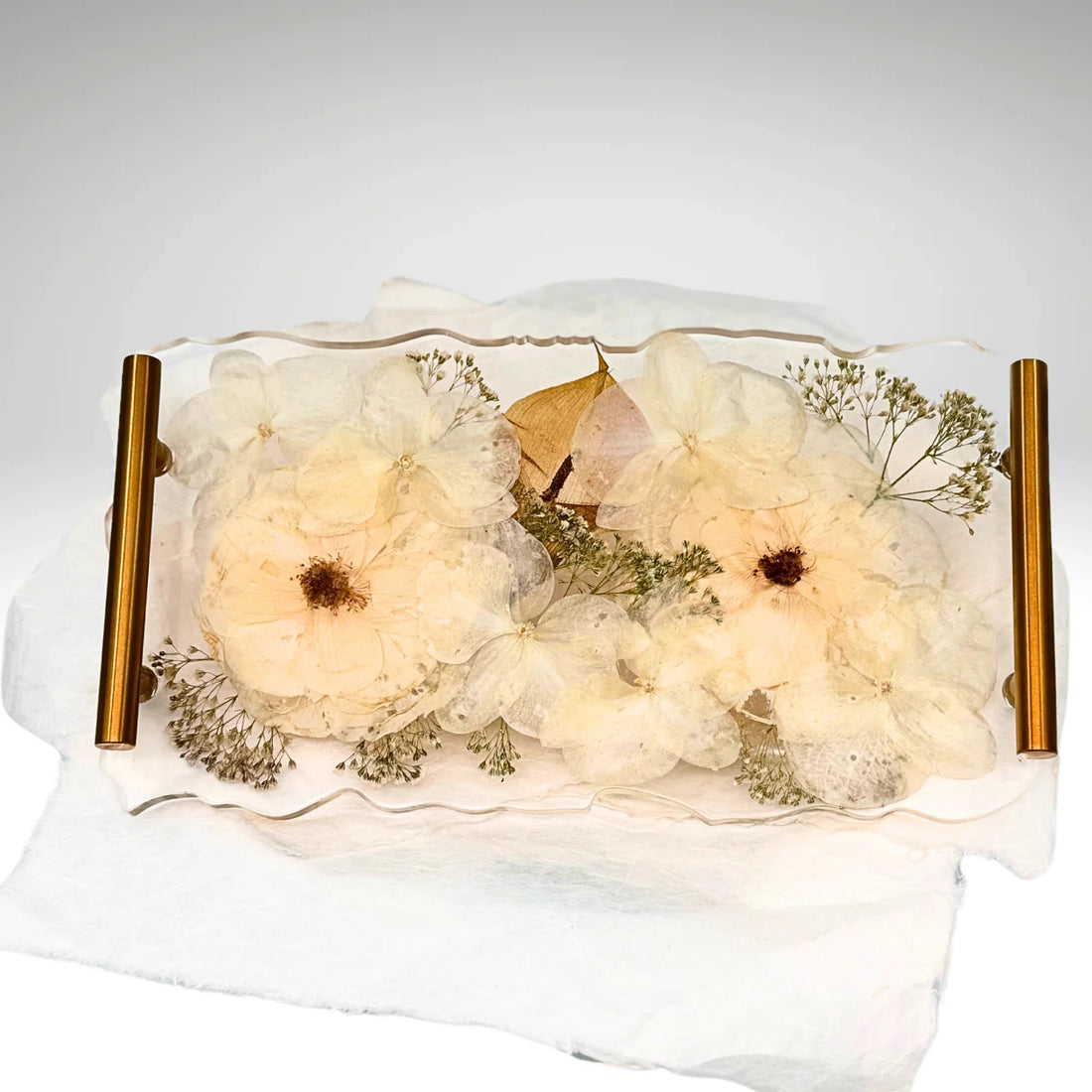 Resin Art  with Gold Handles Tray