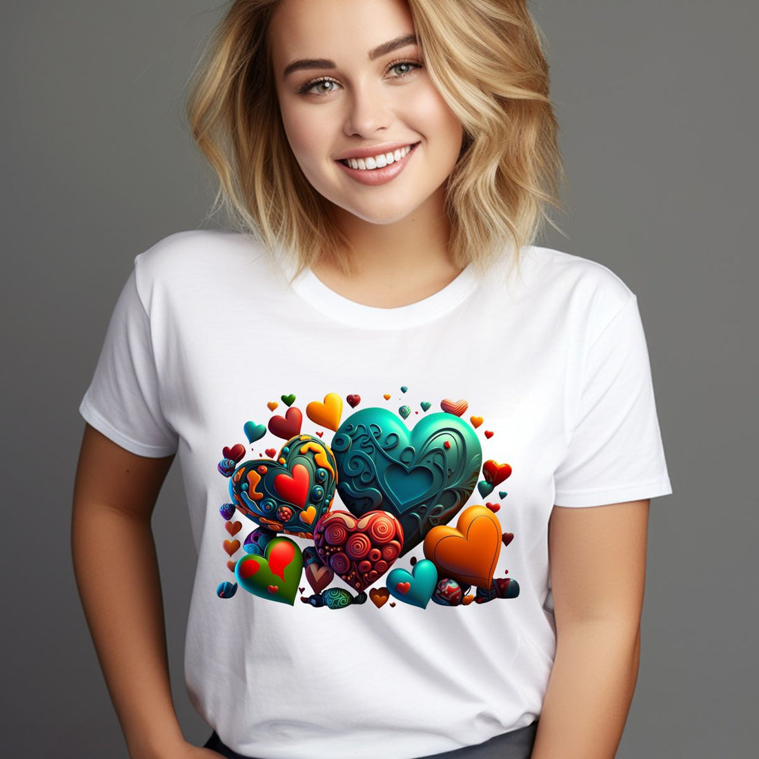 Colorful Heart Design T-Shirt Tshirt