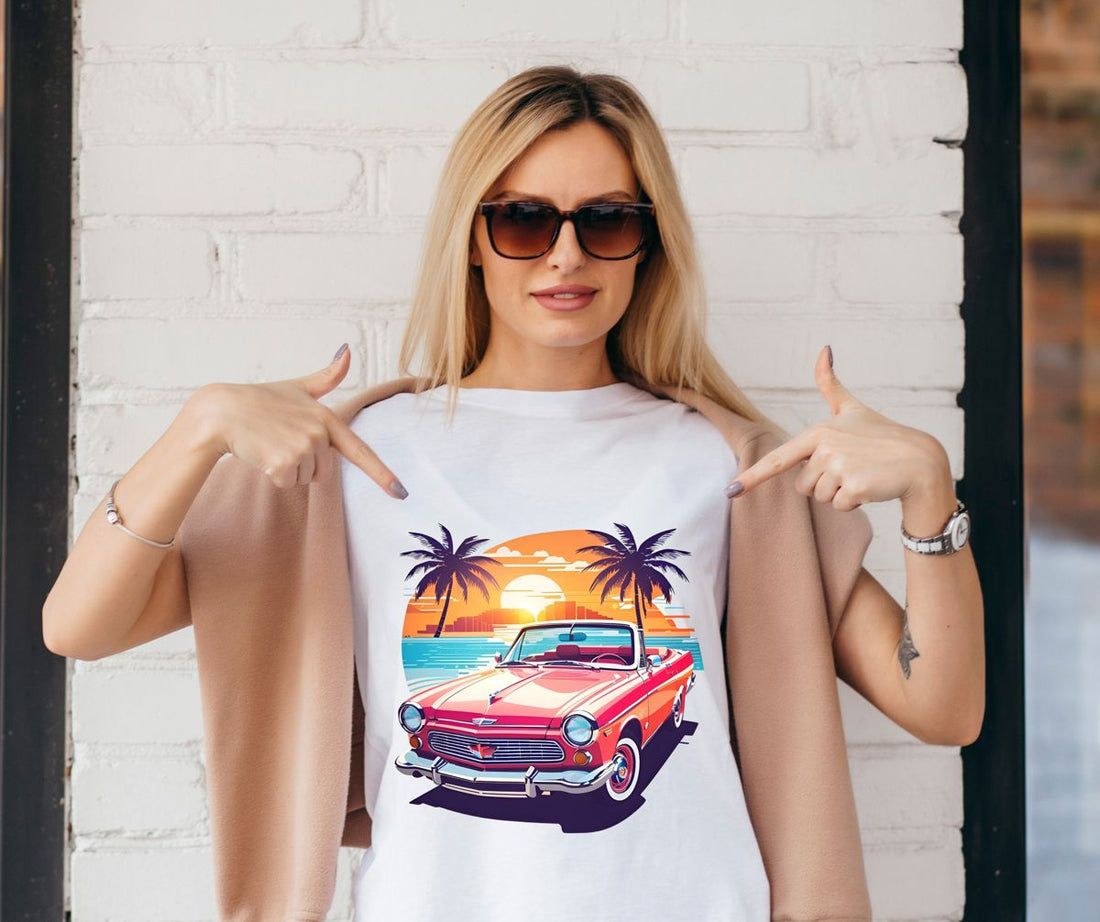 Beach Car Sunset T-Shirt Tshirt