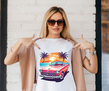 Beach Car Sunset T-Shirt Tshirt