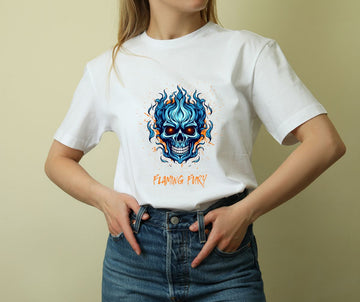 Flaming Fury Skull T-Shirt Tshirt