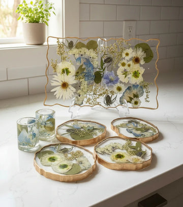Resin  with Pressed Flowers Coasters