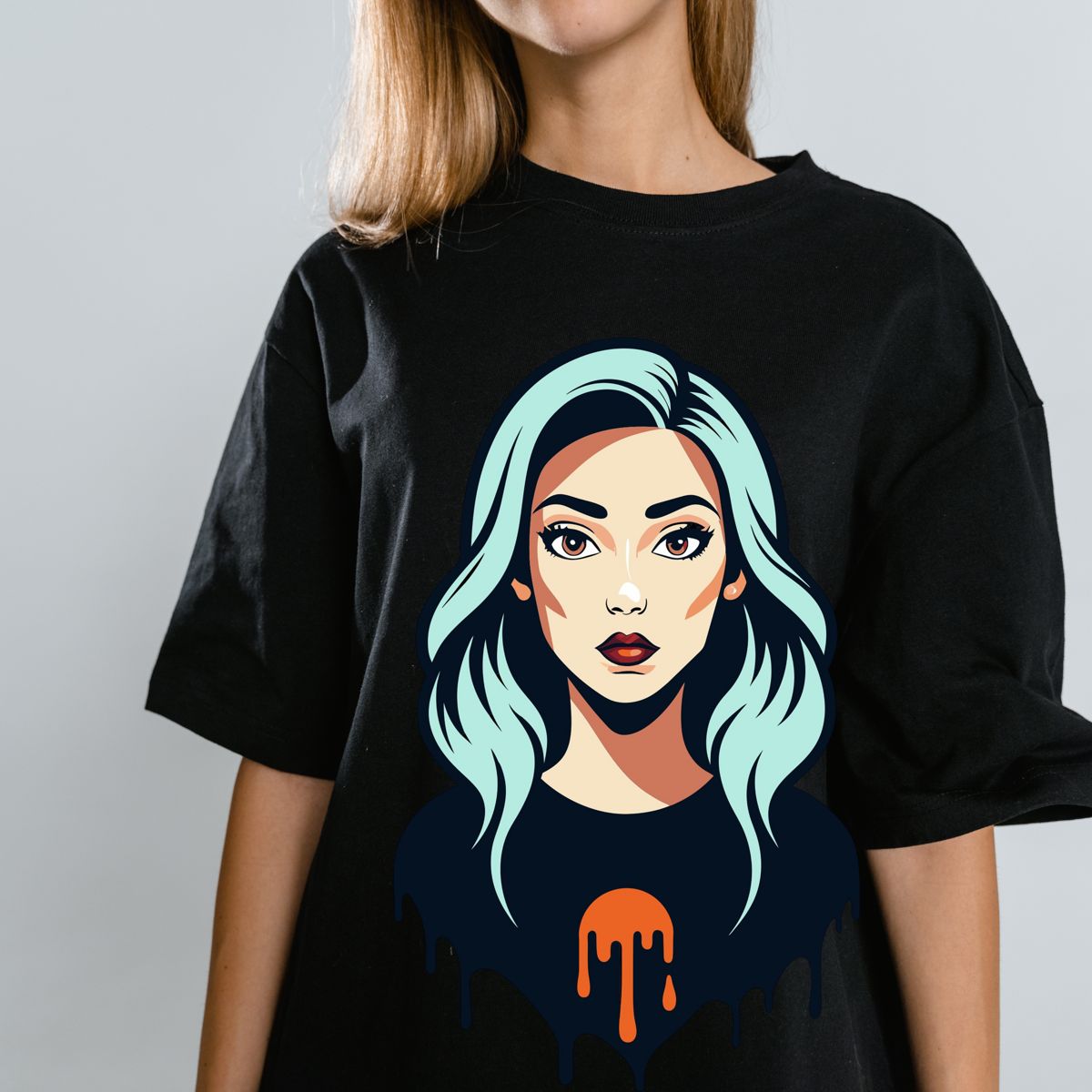 T-Shirt with a Cartoon Woman Graphic Tshirt