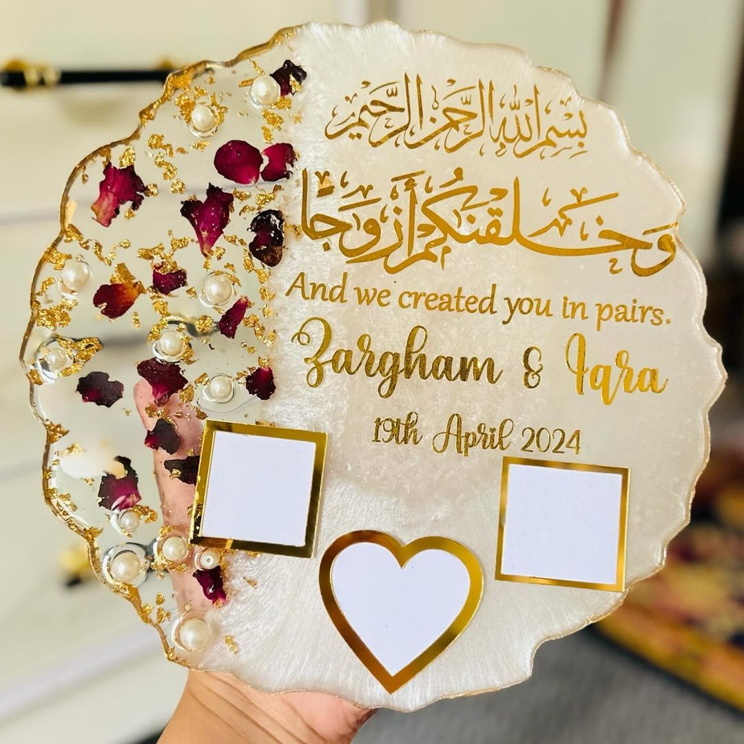 Personalized Resin Wedding Guest Book Resin Clock