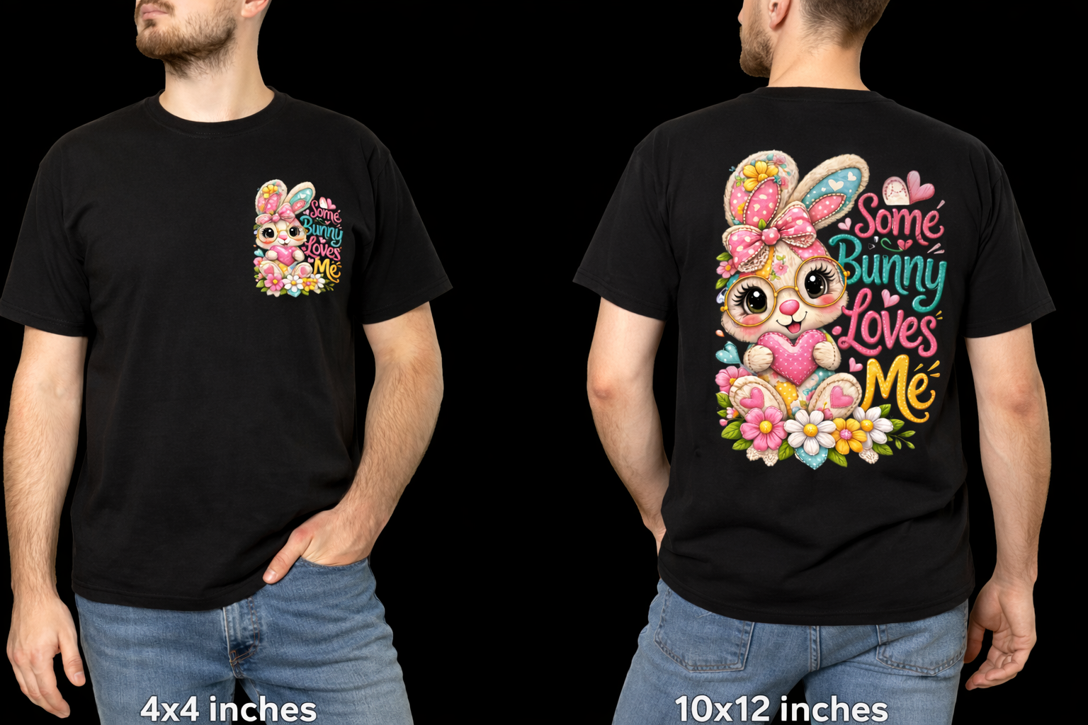 Cute Easter Bunny Shirt “Some Bunny Loves Me” – Kawaii Rabbit Graphic Tee with Glasses, Floral Spring Design, Easter Gift for Mom & Kids