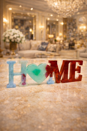 Luxury Epoxy Resin HOME Sculpture – Handmade Modern Resin Art Table Decor | Premium Romantic Home Decoration Accent