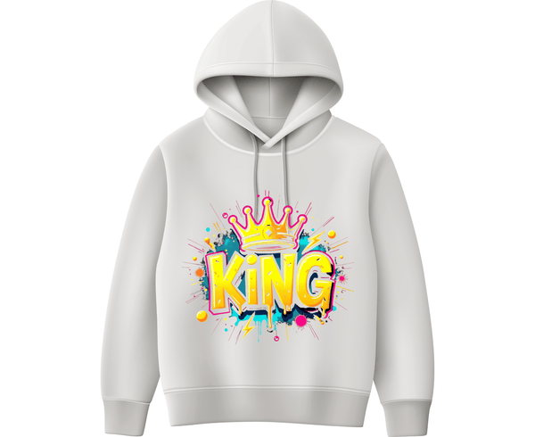 King Crown Graphic Hoodie – Premium White Streetwear Hoodie with Bold Royal Design