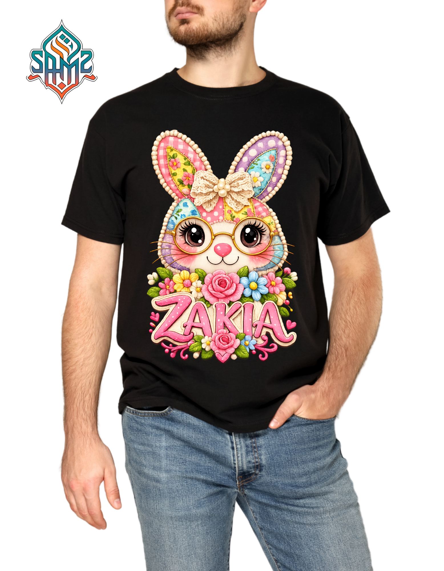 Personalized Easter / Ostern Bunny T-Shirt – Custom Name Easter Shirt, Cute Bunny Floral Tee, Kids Easter Shirt, Family Matching Easter Shirts, Custom Easter Gift | SAMZ24