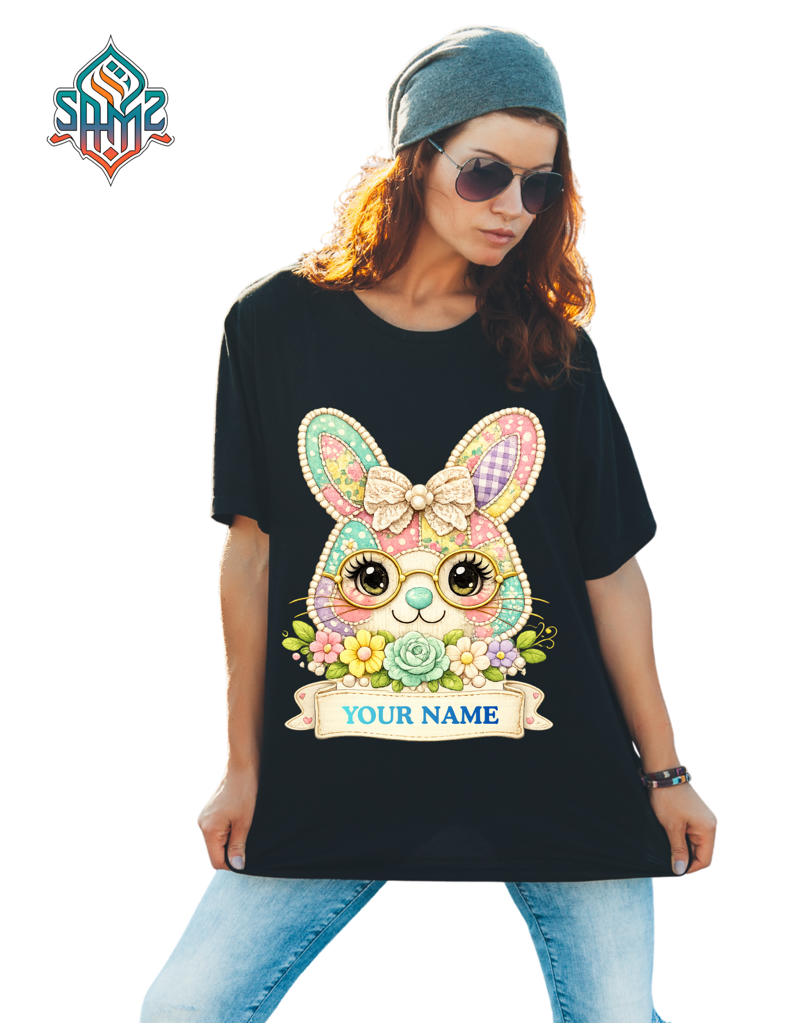 Personalized Easter / Ostern Bunny T-Shirt – Custom Name Easter Shirt, Cute Bunny Floral Tee, Kids Easter Shirt, Family Matching Easter Shirts, Custom Easter Gift | SAMZ24