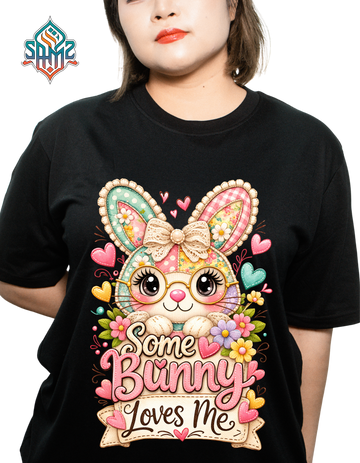 Vintage Easter Bunny Shirt “Some Bunny Loves Me” – Retro Patchwork Rabbit Graphic Tee, Cute Spring Holiday Gift Shirt for Women